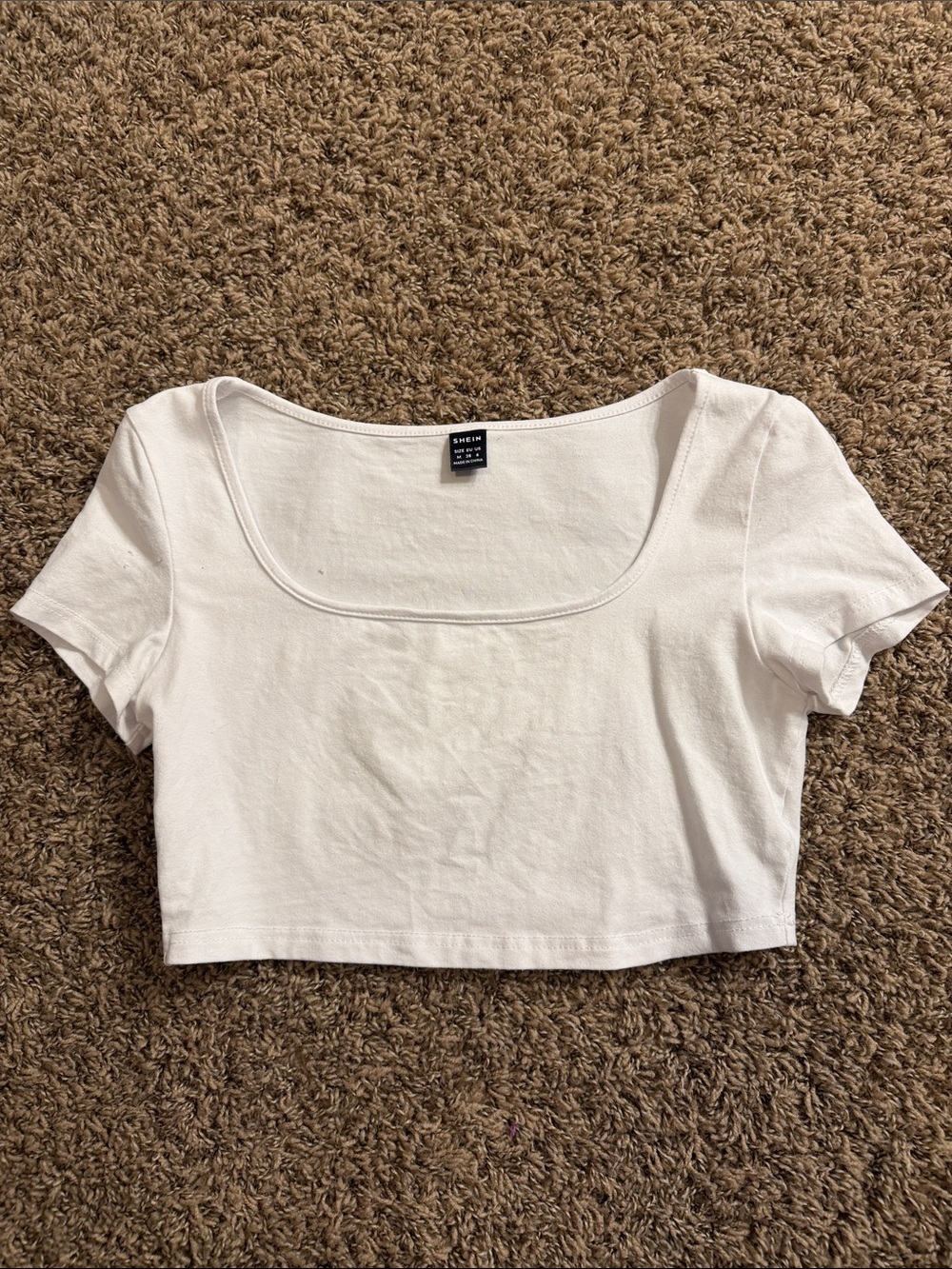 SHEIN White Square-Neck Short Sleeve Crop Top